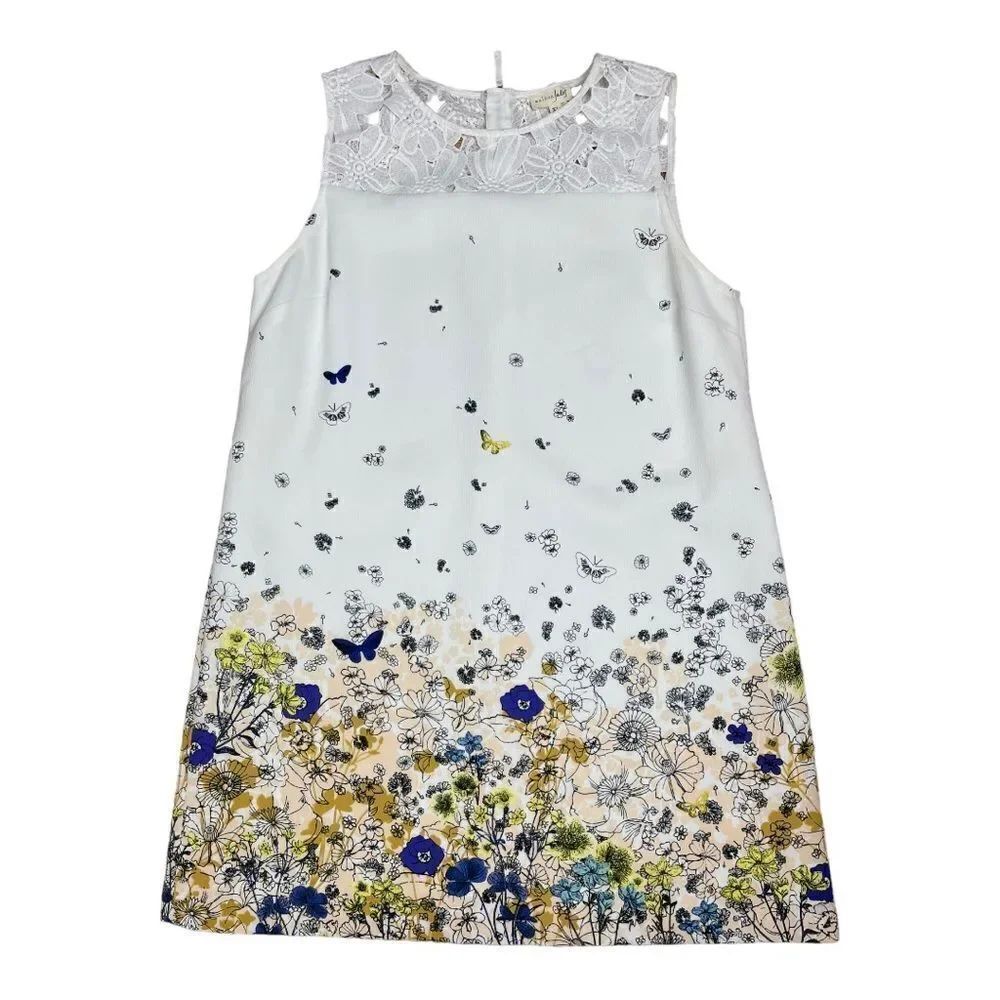 Maison Jules White Floral Lace Neck Sheath Dress Women’s Sz XL Contemporary